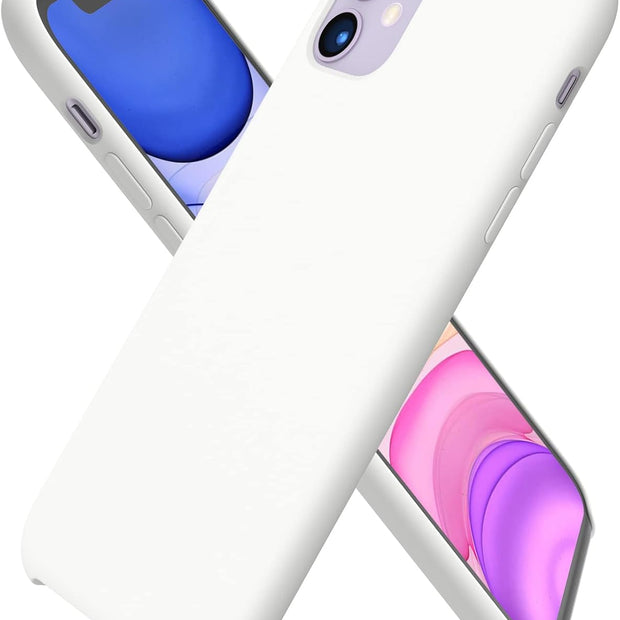 Compatible with Iphone 11 Liquid Silicone Case 6.1 Inch, Slim Liquid Silicone Case with Open Bottom Style Soft Gel Rubber Cover - White