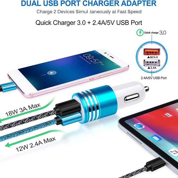 Quick Charge 3.0 Fast Charger for Samsung Galaxy S24 S23 S22 S21 Ultra S20 S10E S10 A15 A54 A03S A23 A13 A14 A53 A12 A32 A21 A51 S9 S8 Note 20,Fast Charging Block Wall Car Charger+3Ft 6FT USB C Cable