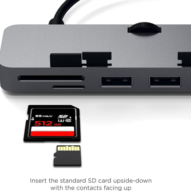 Aluminum Type-C Clamp Hub Pro with USB-C Data Port, USB-A 3.0 Data, Micro/Sd Card Reader - Compatible with 2020/2019/2017 Imac & Imac Pro, Does Not Fit 2021 Imac (Space Gray)