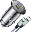 67.5W Car Charger USB C Fast Charging Iphone 16 15 Pro Max Air, PD 45W All Metal Dual Port Cigarette Lighter Adapter for 17 Pro Max Iphone 16 15 Air Pixel 10, Samsung Galaxy S25 Android, Black