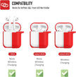 Protective Silicone Case with Keychain for Apple Airpods 1 & 2 (Front LED Not Visible) (Red)
